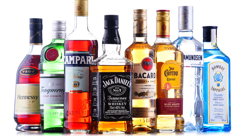 bottles of branded spirits