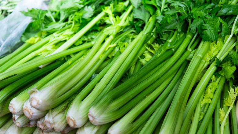 Bunches of celery.