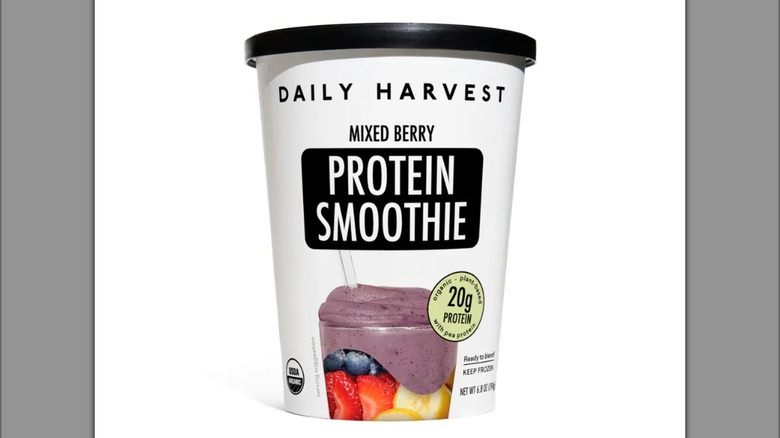 A Daily Harvest Mixed Berry Protein Smoothie container.