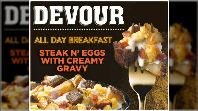 A Devour All Day Breakfast Steak N' Eggs with Creamy Gravy frozen meal