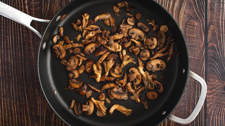 Mushrooms in frying pan