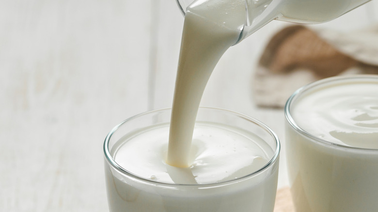 buttermilk poured into glass