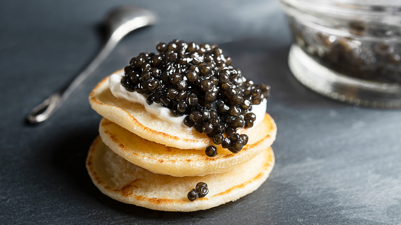 caviar on blinis