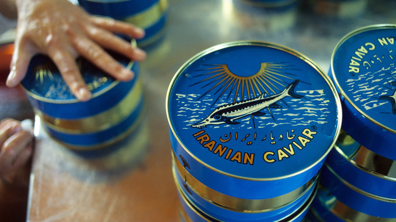 tins of iranian caviar