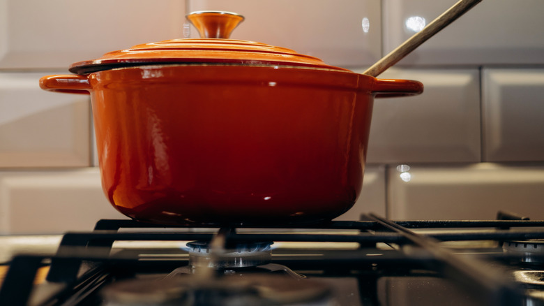 Dutch oven on a gas stove