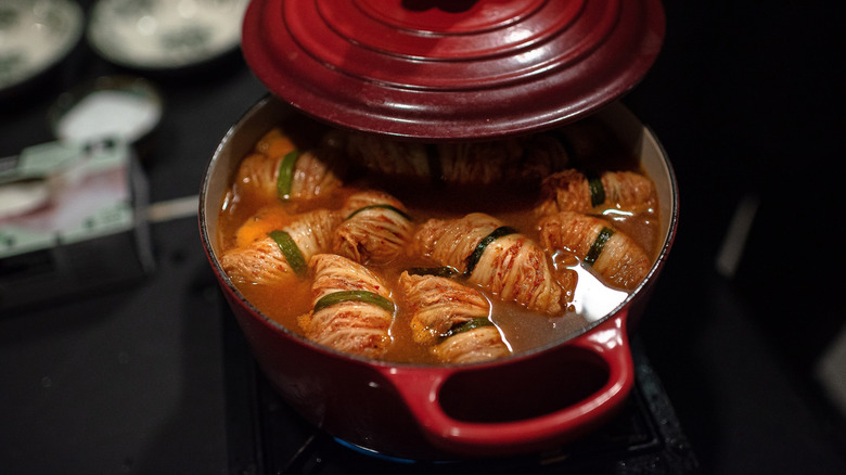 Kimchi in a Dutch oven