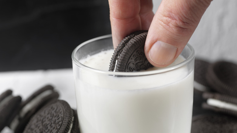 dunking Oreo in milk