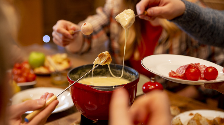 cheese fondue at restaurant