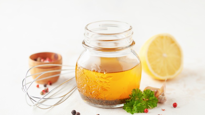 Italian viniagrette in shaker jar