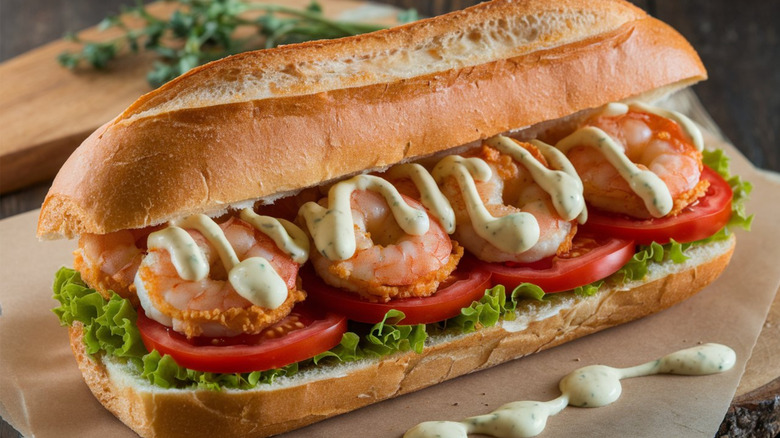 a po'boy sandwich with remoulade sacue