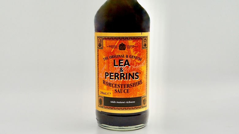 a bottle of Lea & Perrins Worcestershire sauce