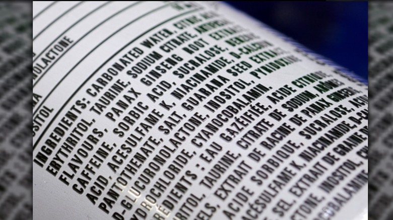 ingredients list on can