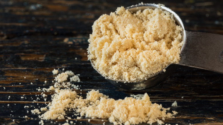 Malted milk powder in spoon