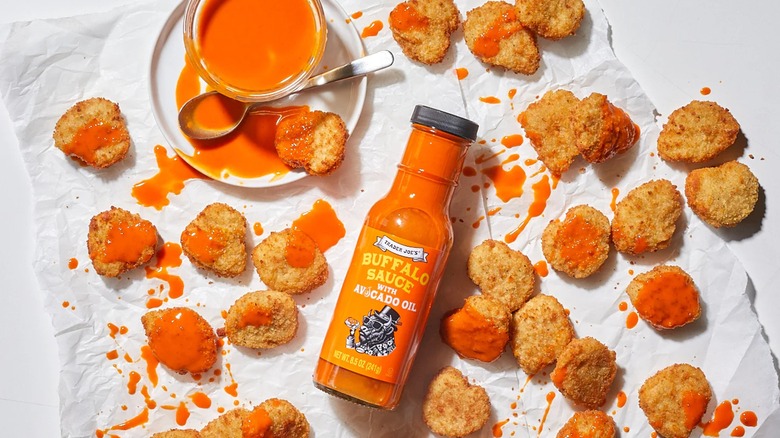 Buffalo Sauce from Trader Joe's with chicken nuggets