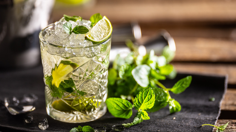 glass of mojito cocktail