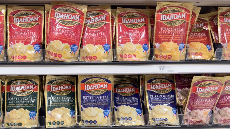 Shelves of instant mashed potatoes