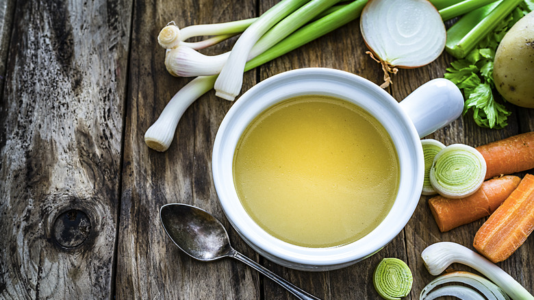 Bowl of vegetable broth