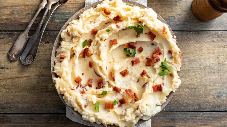Bowl of bacon mashed potatoes