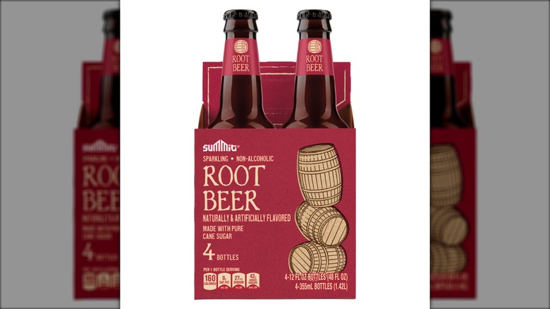 A four-pack of Summit Sparkling Non-Alcoholic Root Beer from Aldi