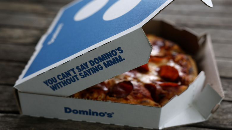 A box of Domino's pepperoni pizza.