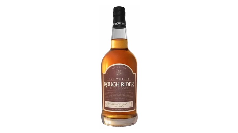 A bottle of Rough Rider rye whiskey.
