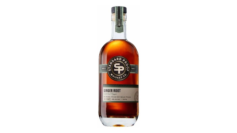 A bottle of Standard Proof ginger root rye whiskey.