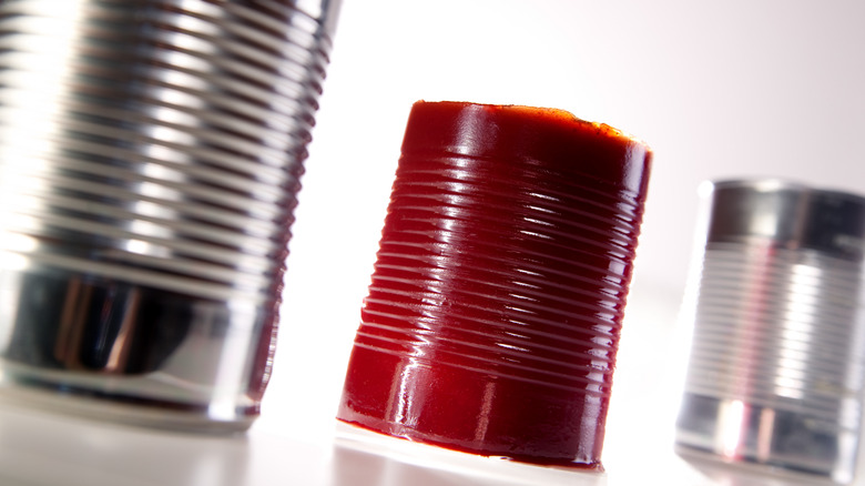 Cranberry sauce retaining can shape between two cans