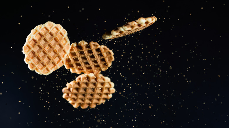 Waffles flying though the air
