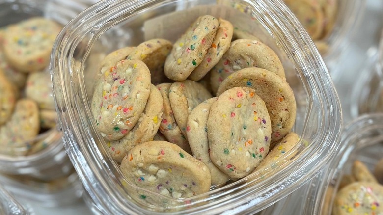 A container of the Confetti Cookies sits among many others