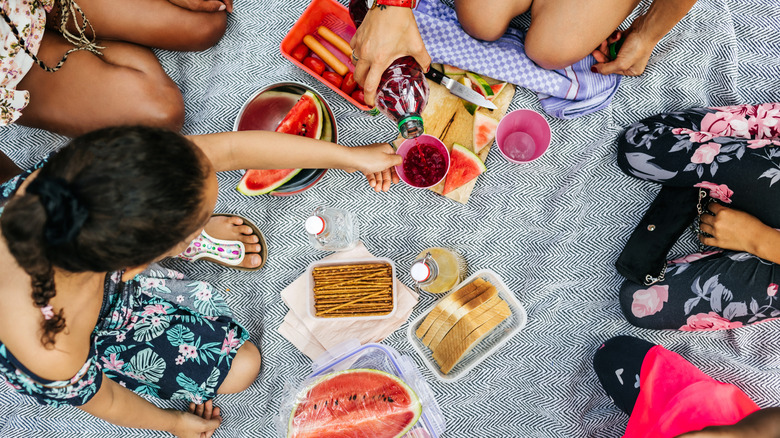 spread of food at a picnic