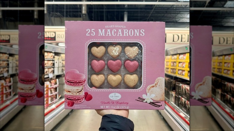 A box of Le Chic Patissier Heart Macarons in a Costco