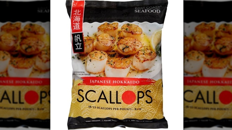 Package of East Coast Seafood frozen scallops