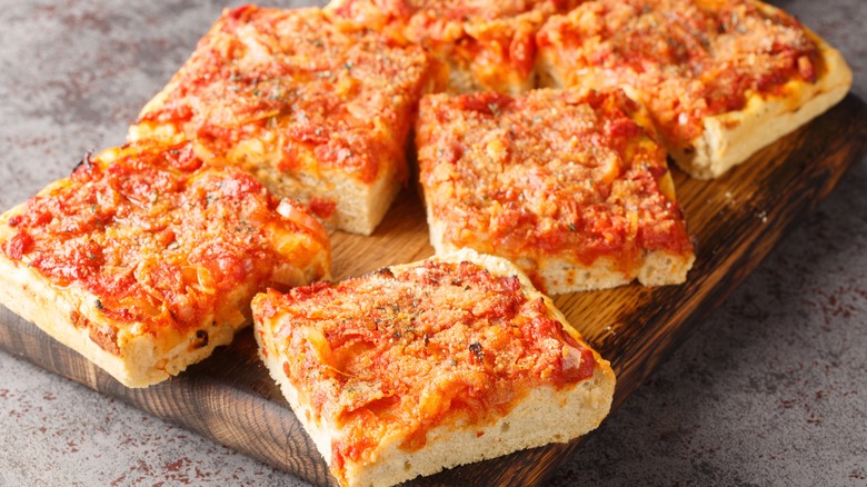slices of Sicilian pizza