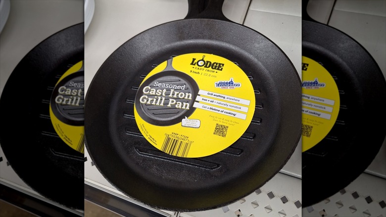 Lodge cast iron grill pan on the shelf at Dollar General