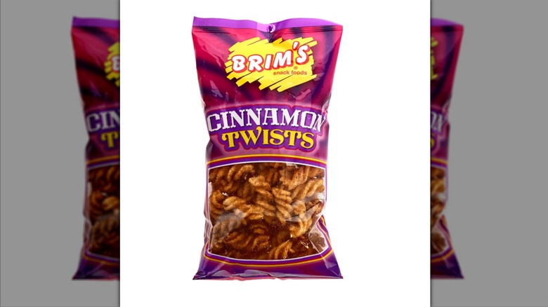 A bag of Brim's Snack Foods Cinnamon Twists.
