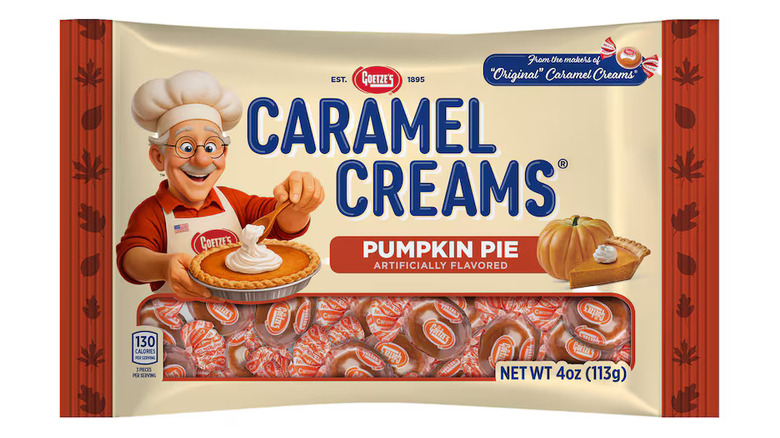 A package of Goetze's Pumpkin Pie Caramel Creams.