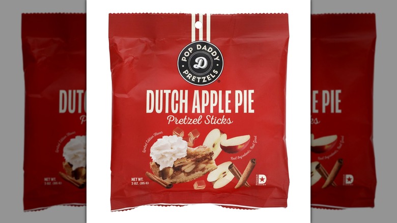 A package of ﻿Pop Daddy Pretzels ﻿﻿Dutch Apple Pie Pretzel Sticks.