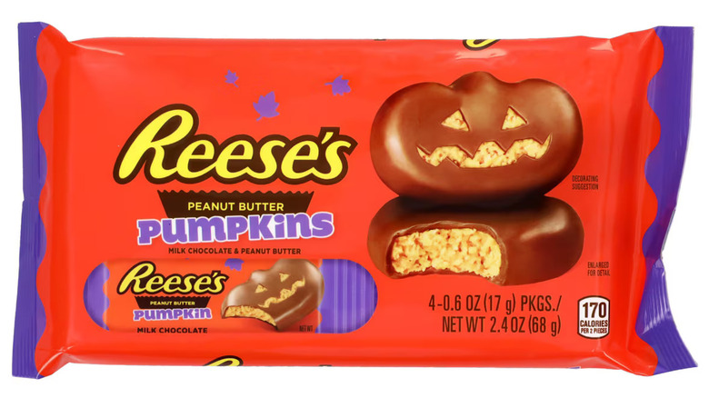 A package of Reese's Peanut Butter Pumpkins.