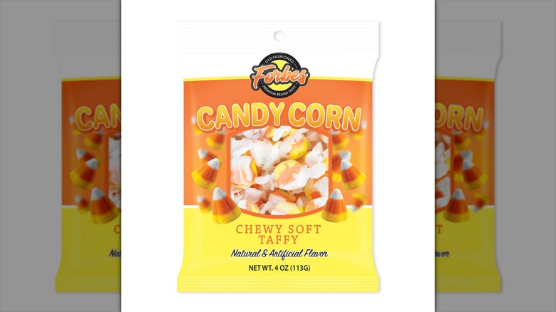 A bag of Forbes Candy Corn Chewy Soft Taffy.