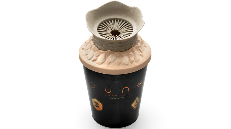 The "Dune: Part 2" popcorn tub against a white background