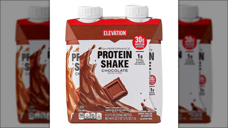 Elevation High Performance Protein Shake in chocolate from Aldi.