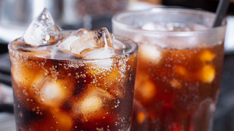 Cold soda in glasses 