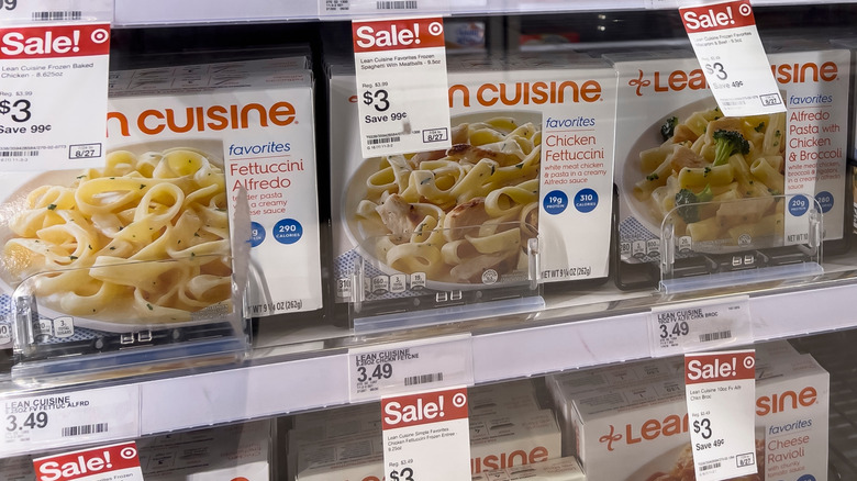 Freezer case filled with assorted Lean Cuisine entrees