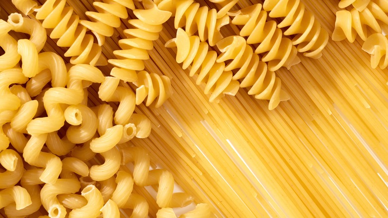 Cavatappi, rotini and spaghetti
