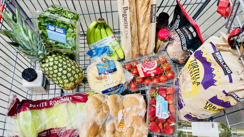 Shopping cart full of Costco items under $5