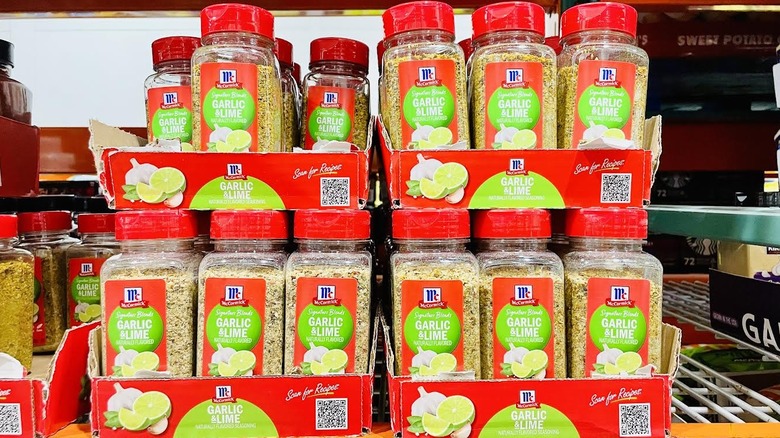 Boxes of McCormick Garlic Lime Seasoning on display in Costco