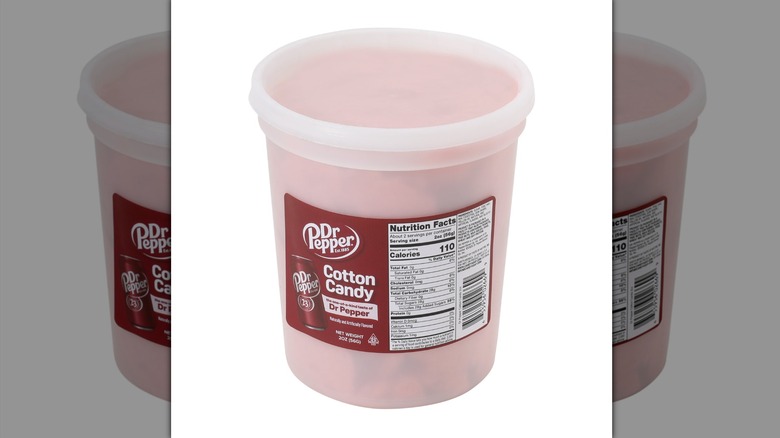 A tub of Dr. Pepper-flavored cotton candy