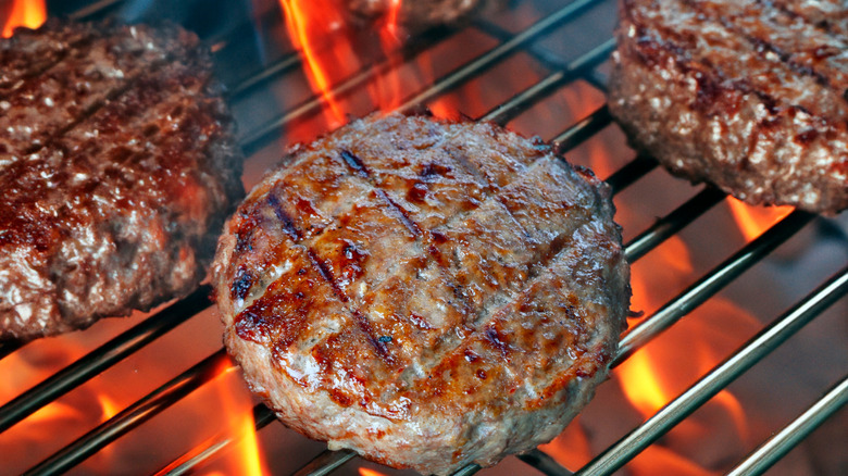 Grilled hamburger with grill marks