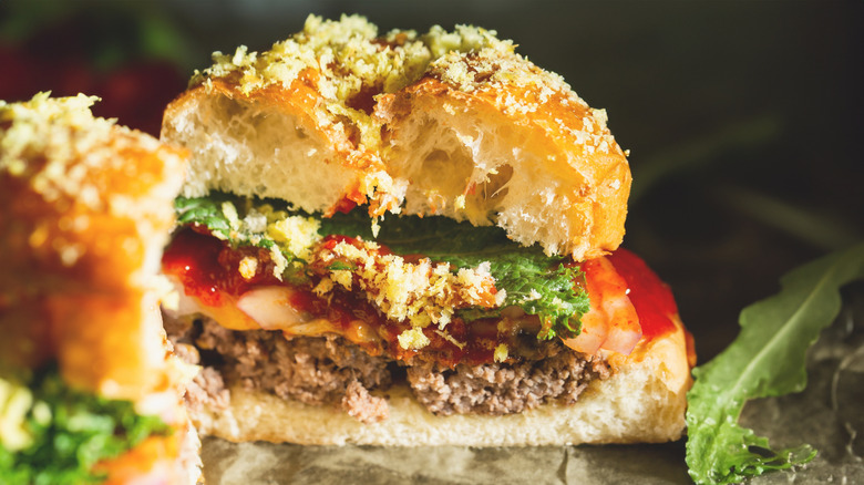 Cross section of hamburger