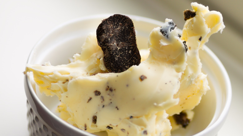 Truffle butter in white dish